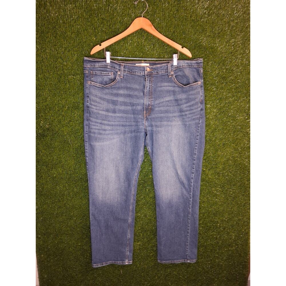 Levi Strauss Signature Mens Straight Fit Jeans 44x32 The Biz Blue Premium Flex
